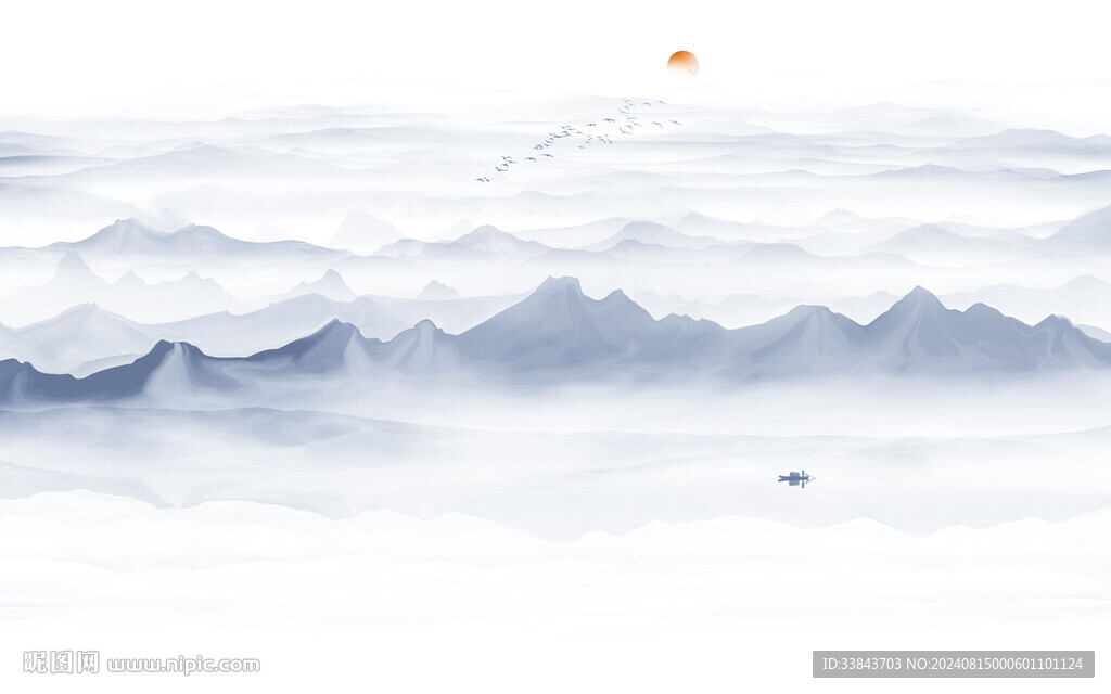 水墨禅意山水画