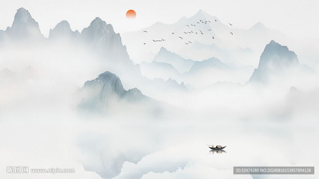山水水墨中国风背景