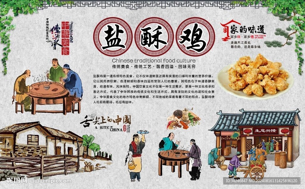 盐酥鸡背景墙 
