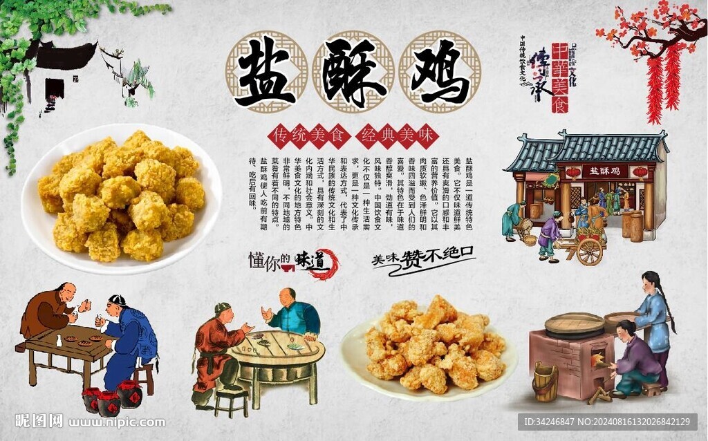盐酥鸡背景墙 