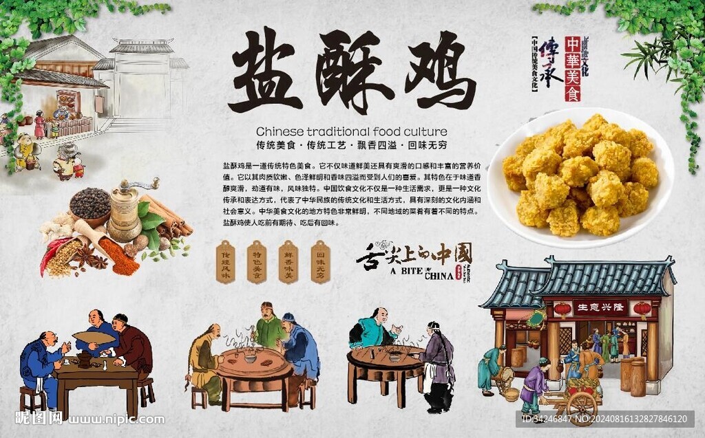 盐酥鸡背景墙