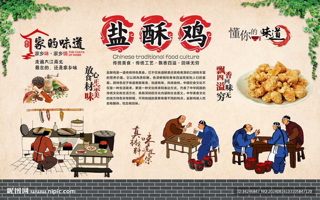盐酥鸡背景墙 