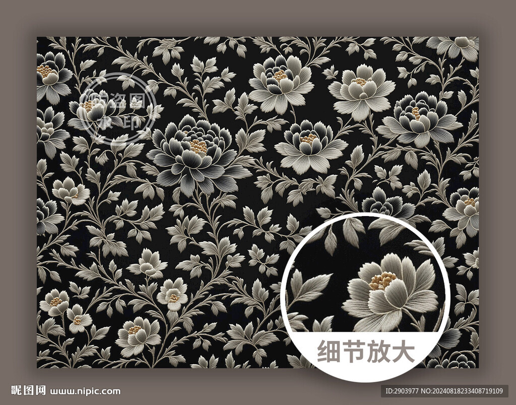 黑色奢华华丽古典花纹底纹图案