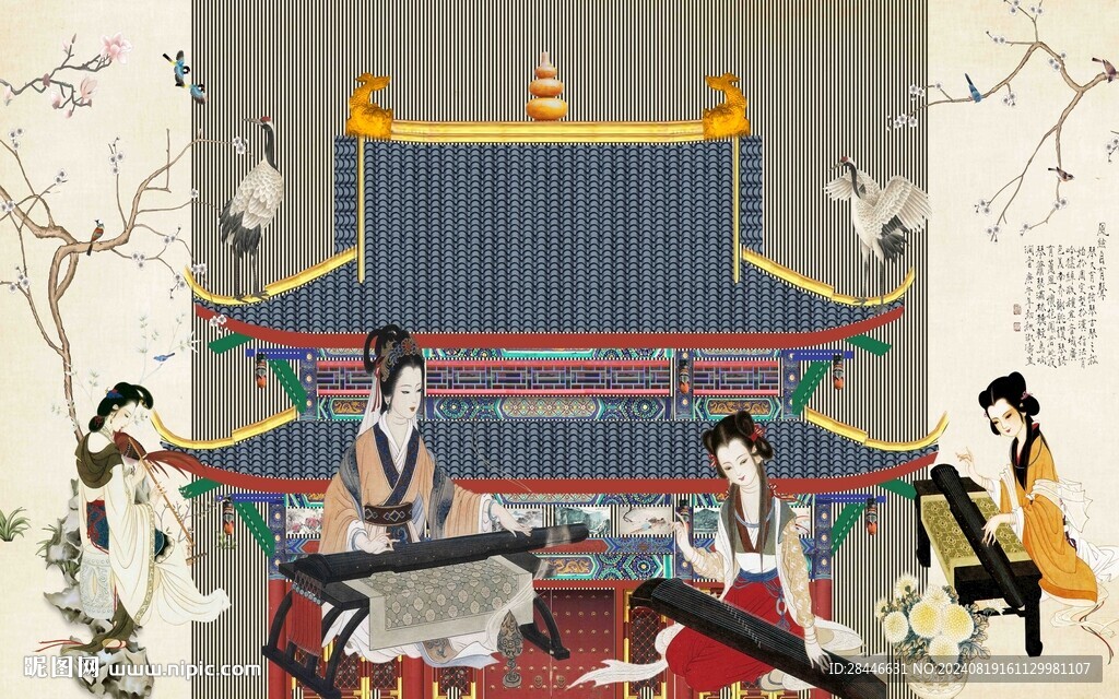 新中式背景墙  