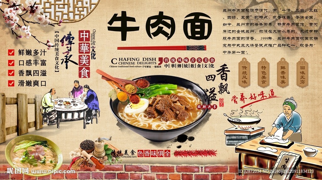 牛肉面背景墙