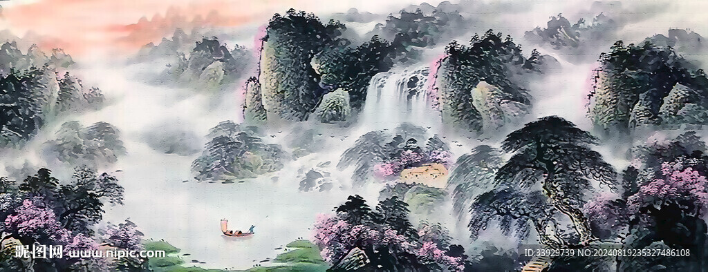 江南水乡水墨画