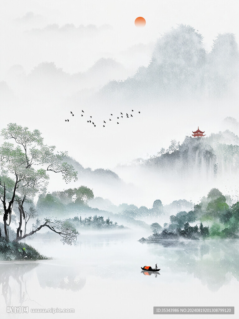 禅境意境山水画
