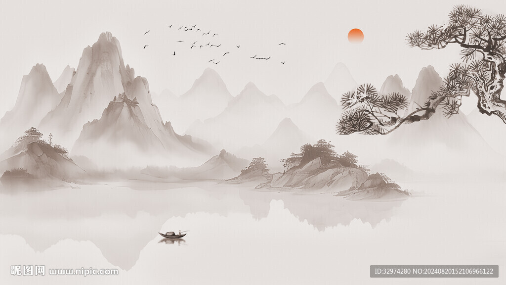 意境山水水墨画