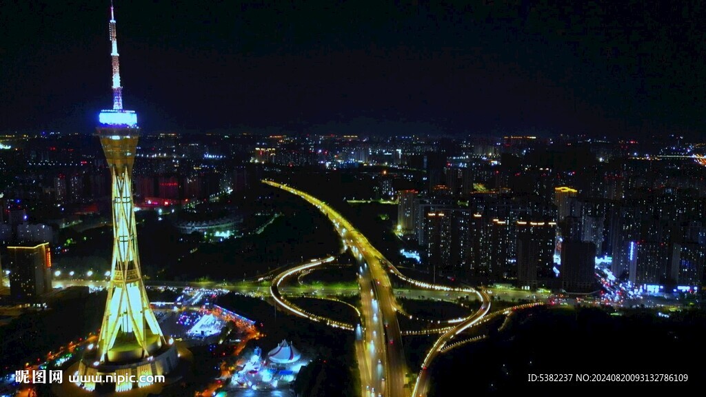 中原福塔道路城市夜景