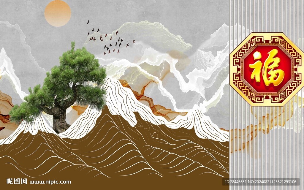 新中式背景墙  