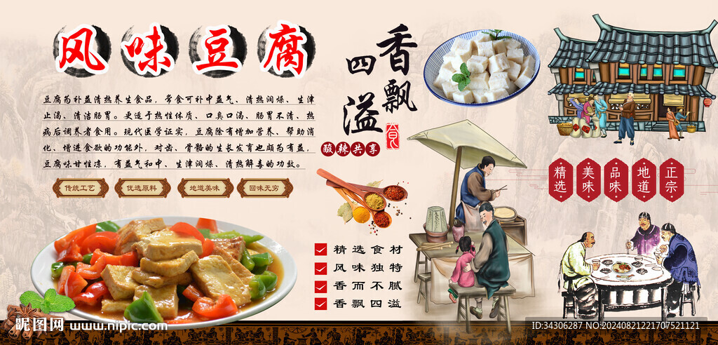 风味豆腐背景墙
