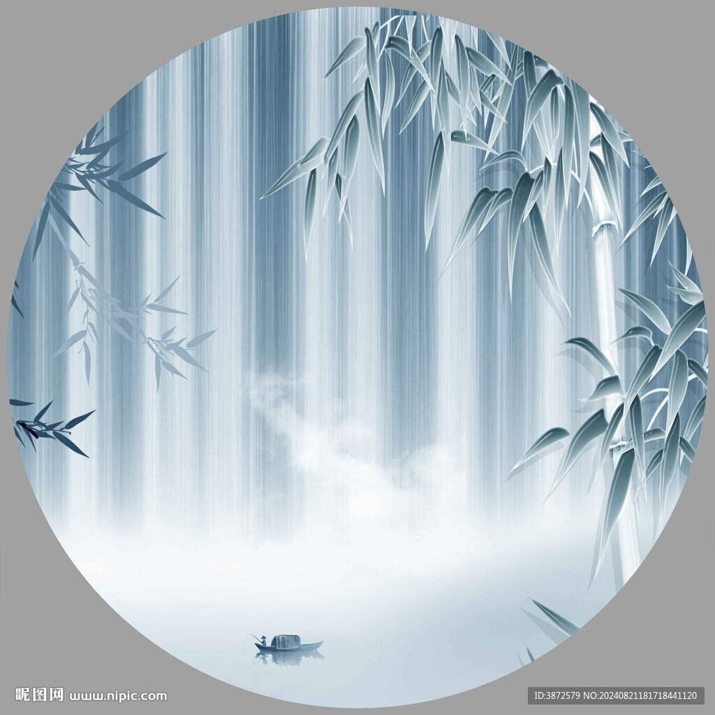 圆形水墨画