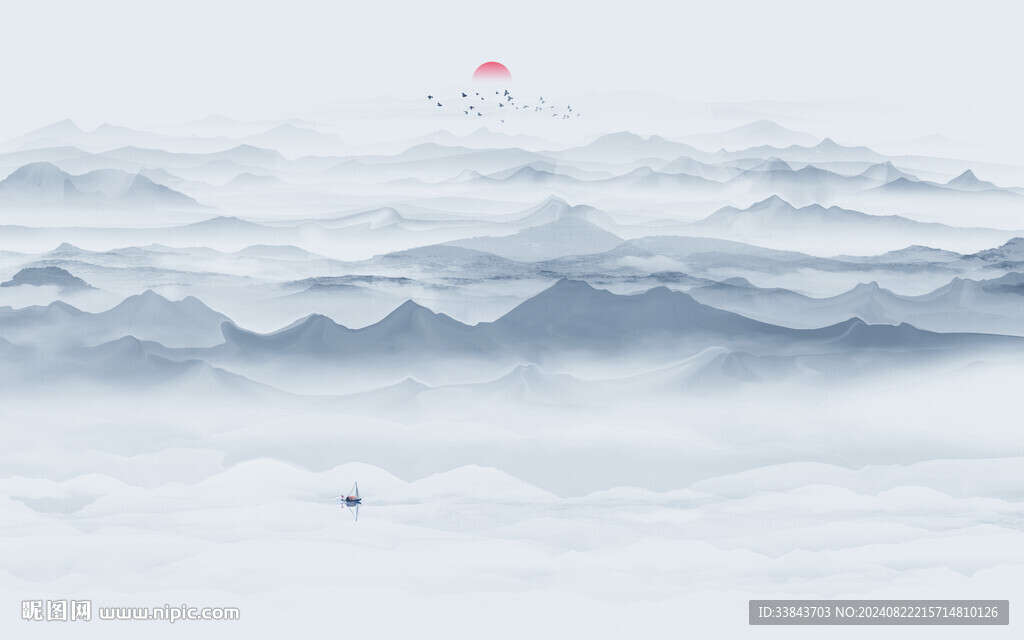 意境山水水墨山水画