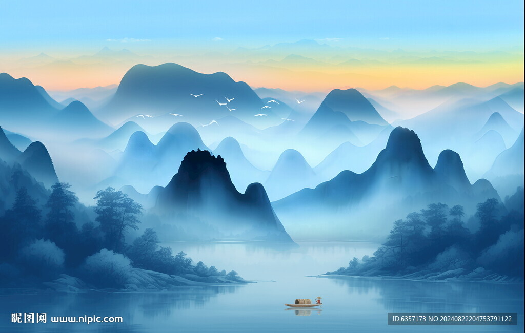 意境水墨山水画