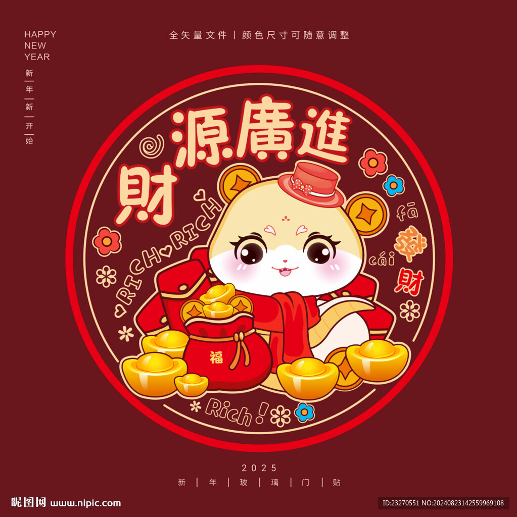 2025蛇年门贴新年玻璃贴