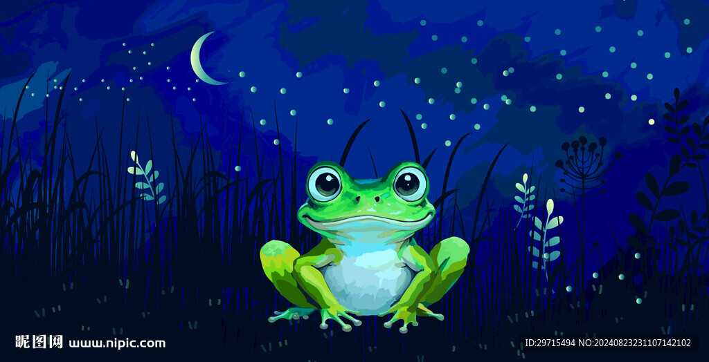矢量青蛙夜晚