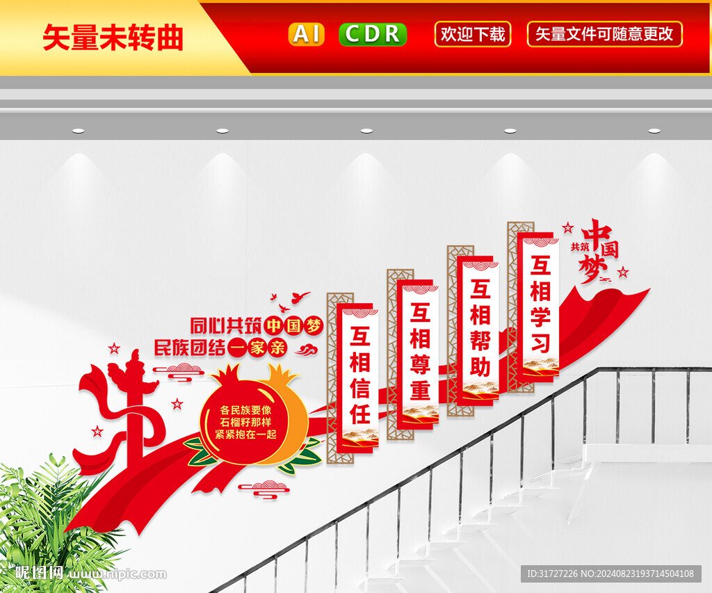 民族团结楼梯文化墙