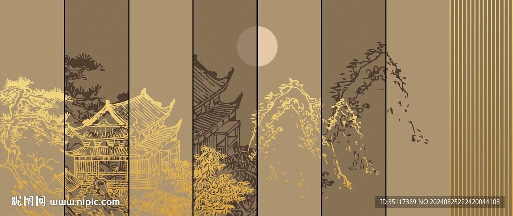 写意新中式壁纸壁画装饰画