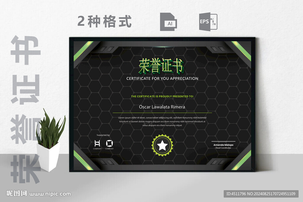 创意证书横版奖状