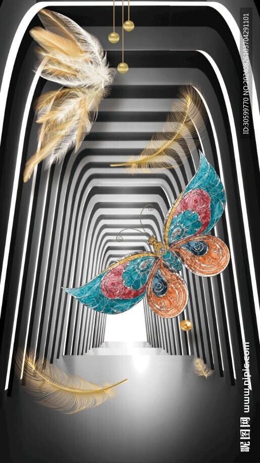 抽像空间蝴蝶玄关背景装饰画