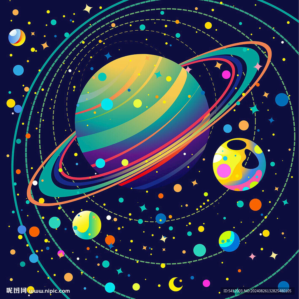 炫彩太空宇宙星球儿童彩色背景墙