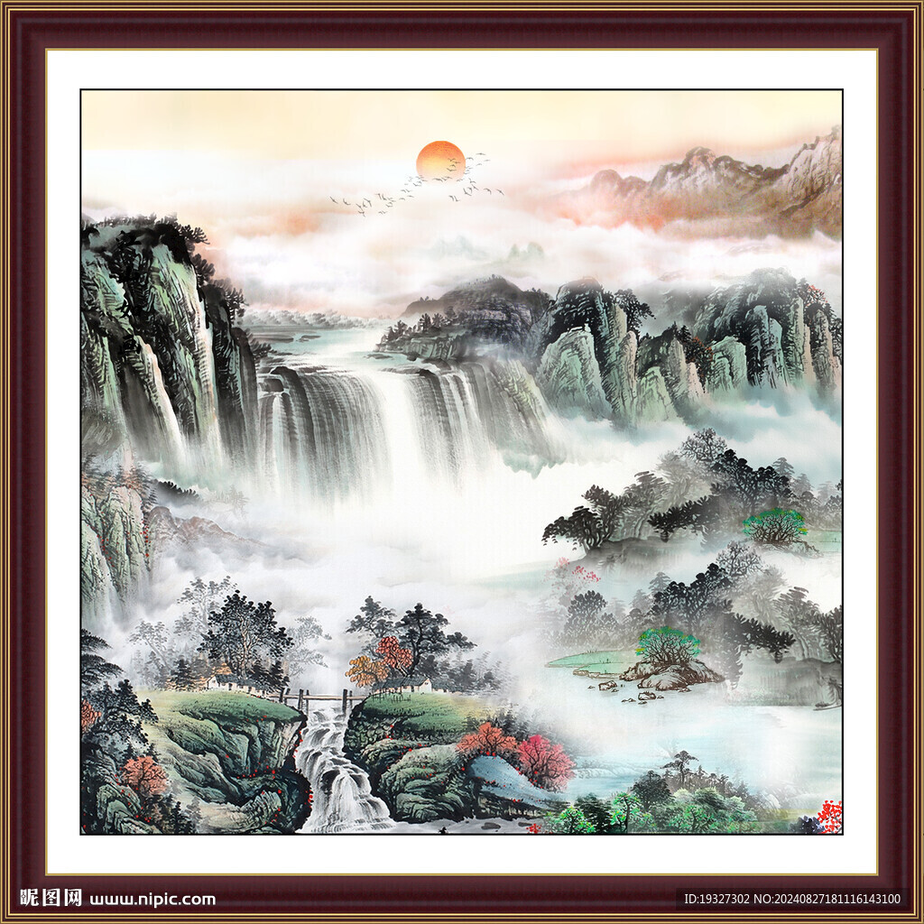 旭日东升国画山水画