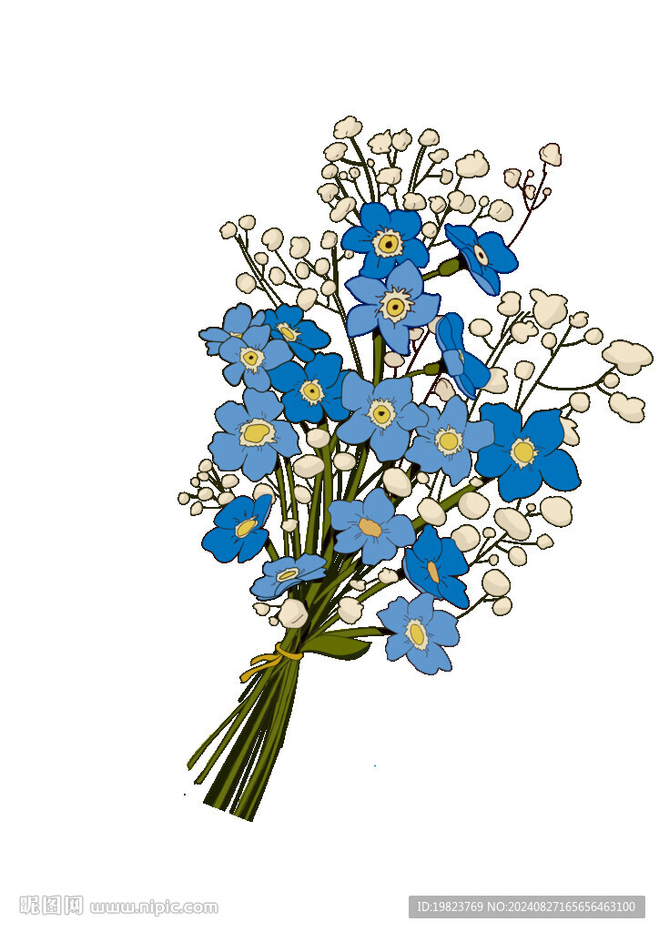 蓝紫色手绘花束