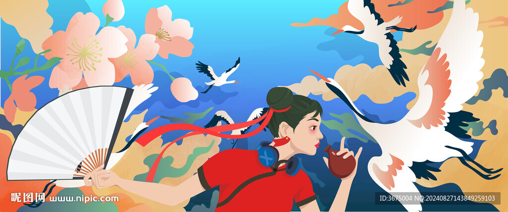 国风国潮矢量插画插图