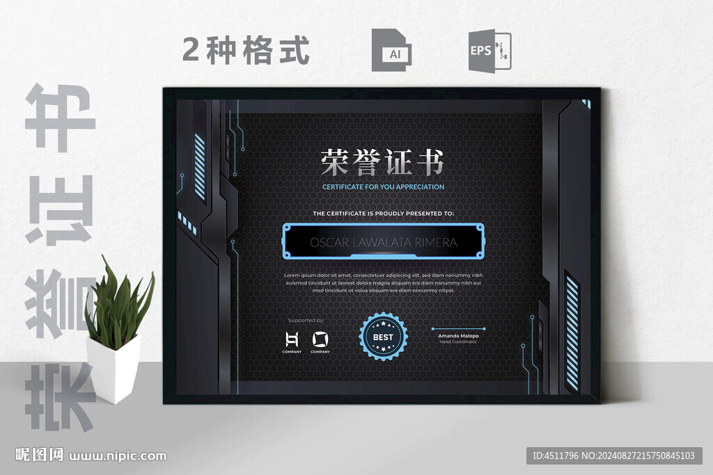 创意证书横版奖状