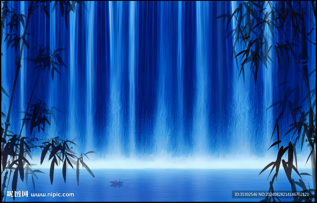 流水生财山水画