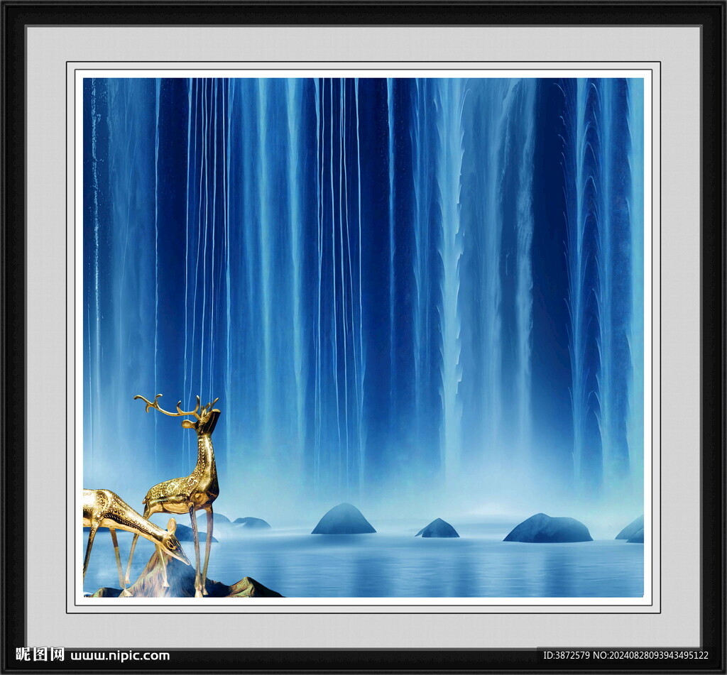 流水生财山水画