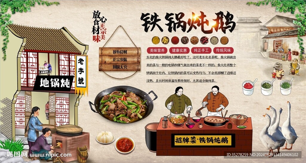 铁锅炖鹅背景墙