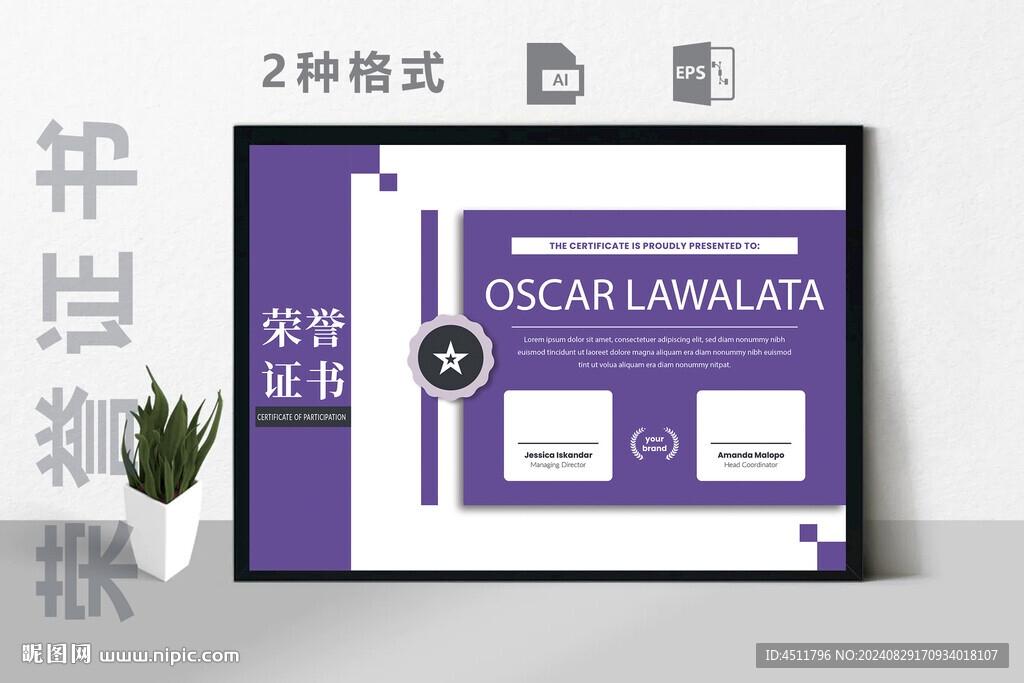 创意证书横版奖状