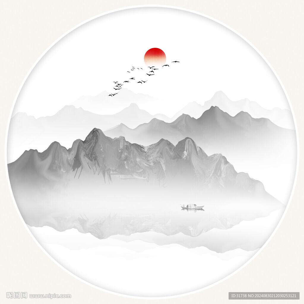 圆形山水画