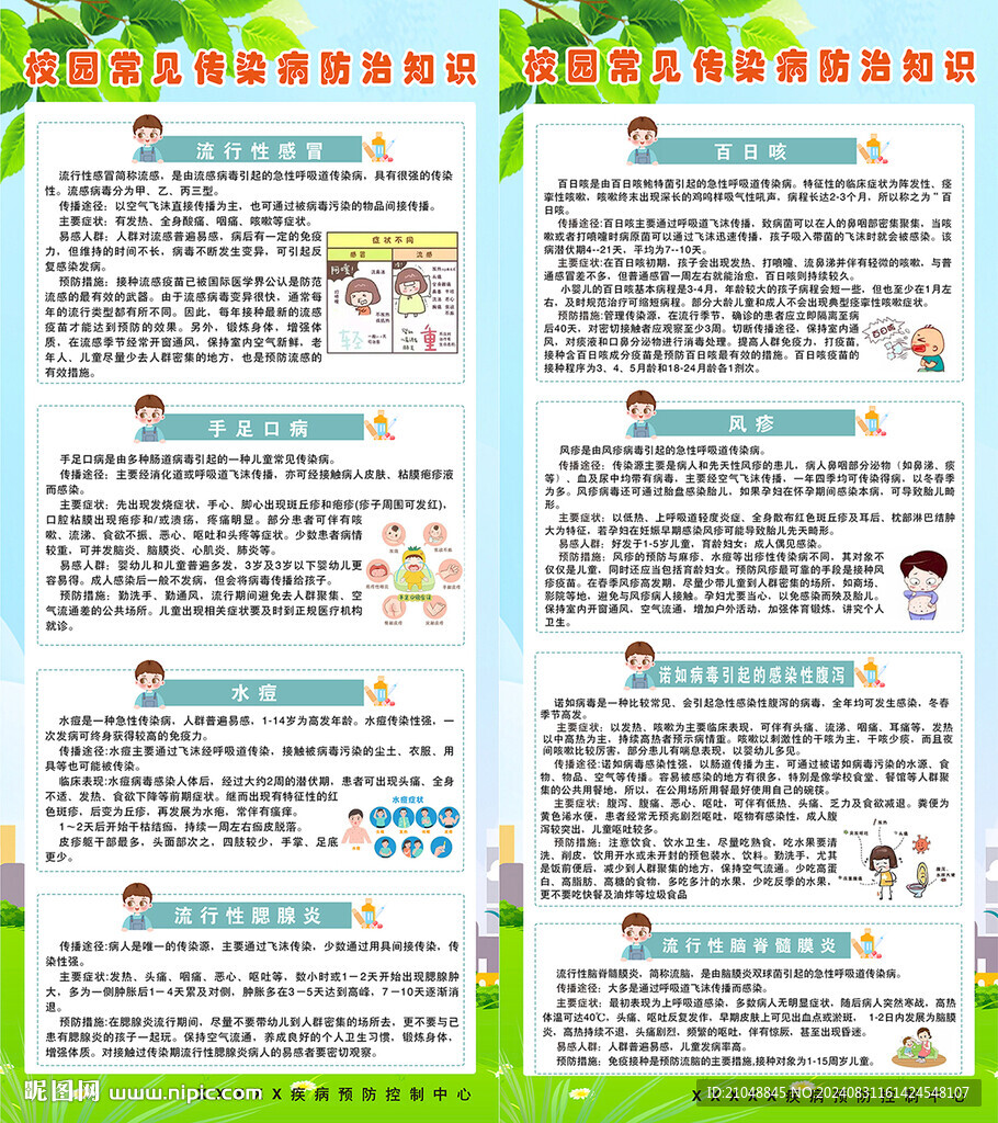 校园常见传染病预防知识展架
