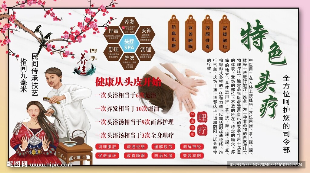 头疗养生背景墙