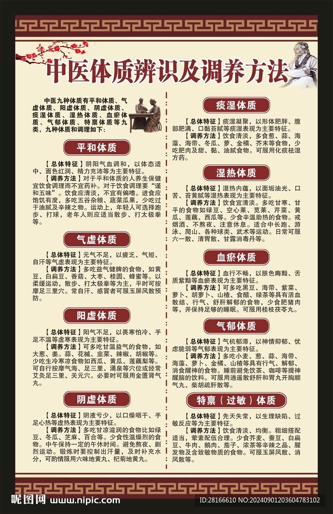 中医九种体质辨识海报
