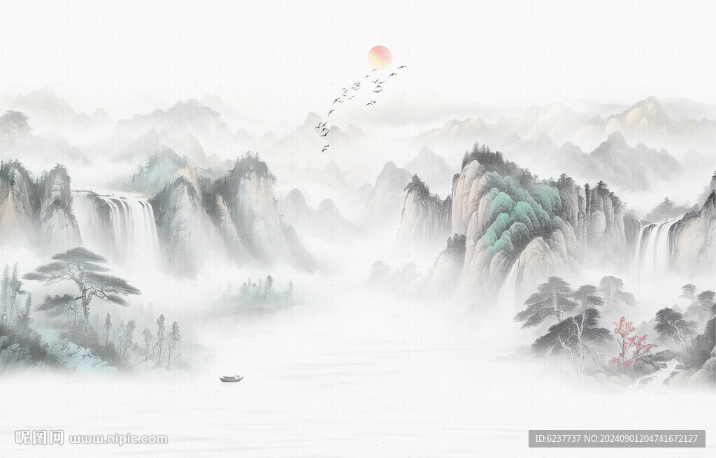 新中式水墨山水画