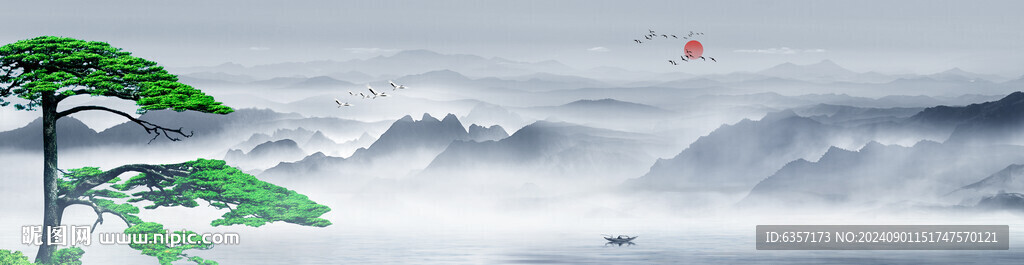 意境水墨山水画