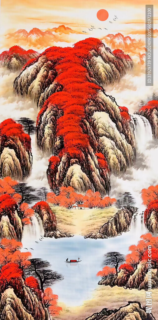 聚宝盆山水国画