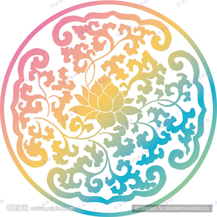 古典花纹 中国传统文化 圆形