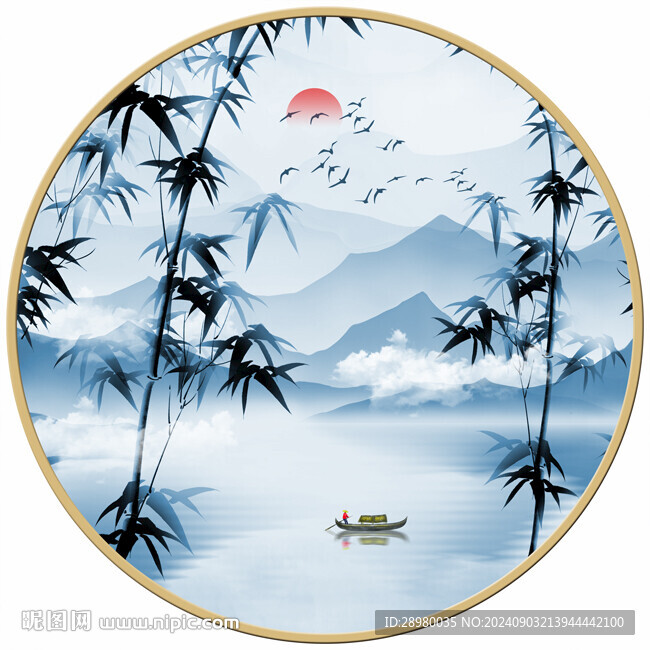 竹子山水画