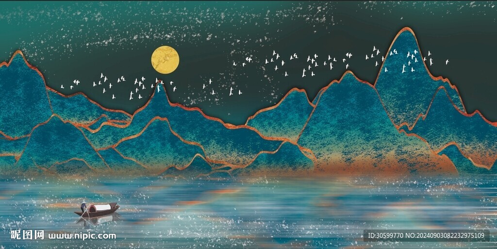 新中式意境山水背景装饰画