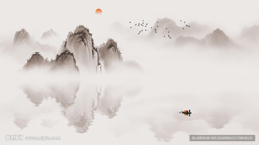 中国山水画背景