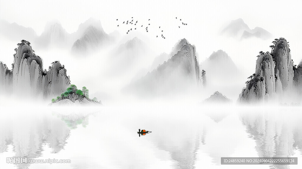 中国山水意境水墨图