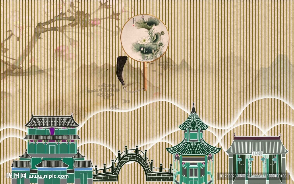 新中式背景墙  