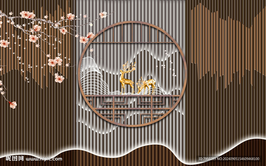 新中式背景墙  