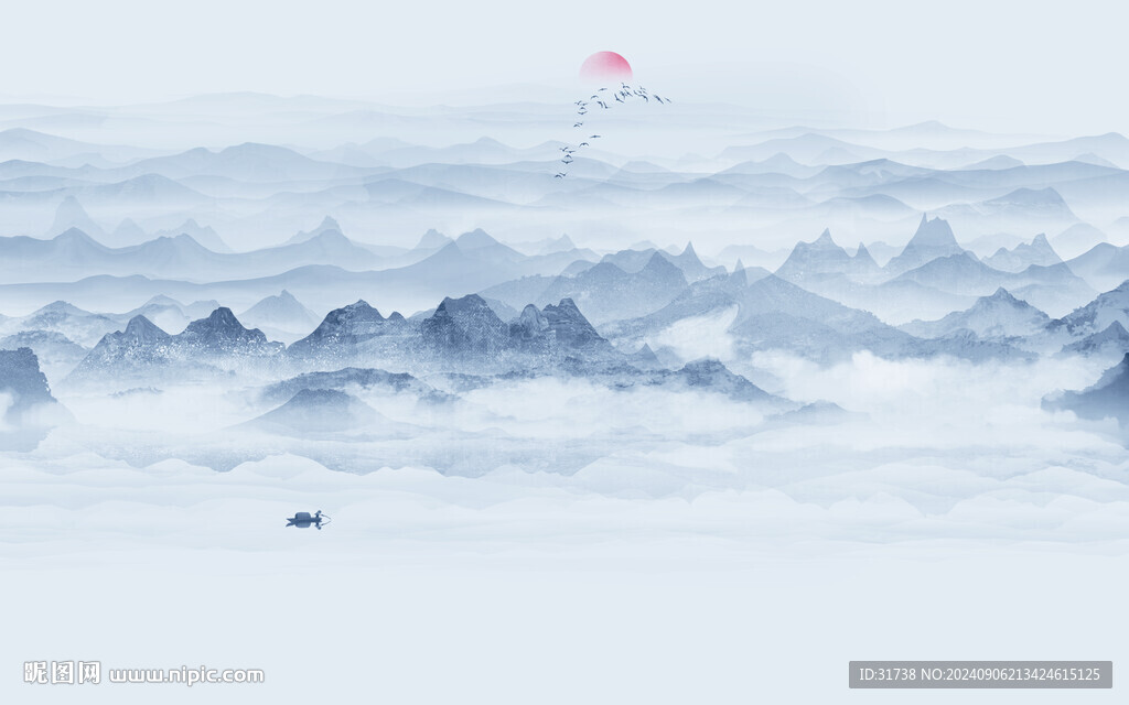 抽象水墨山水画