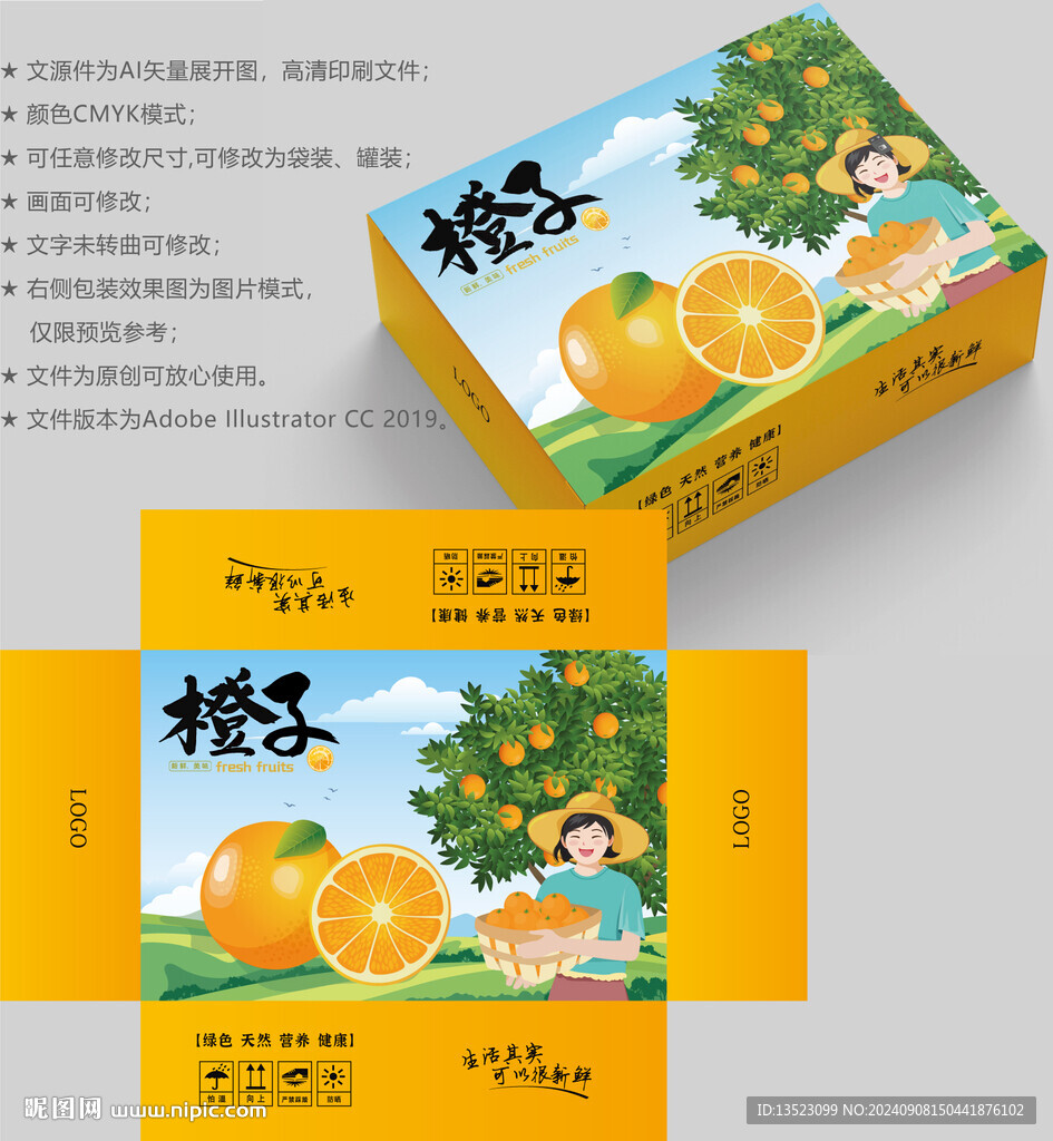 橙子包装 水果盒子