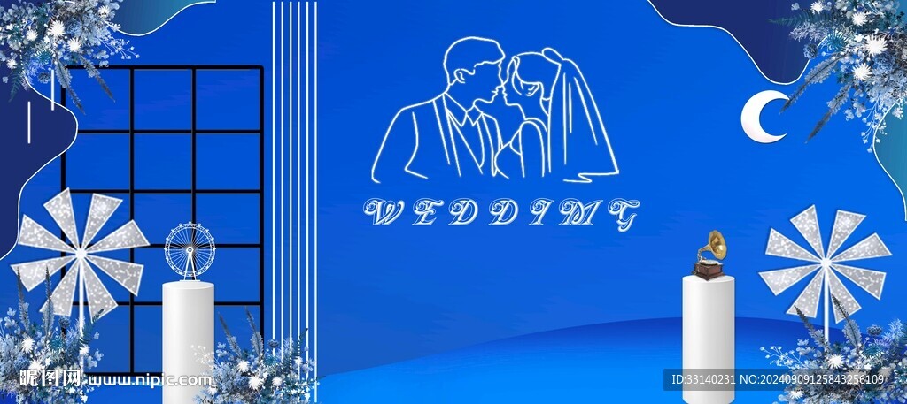 蓝色婚礼背景